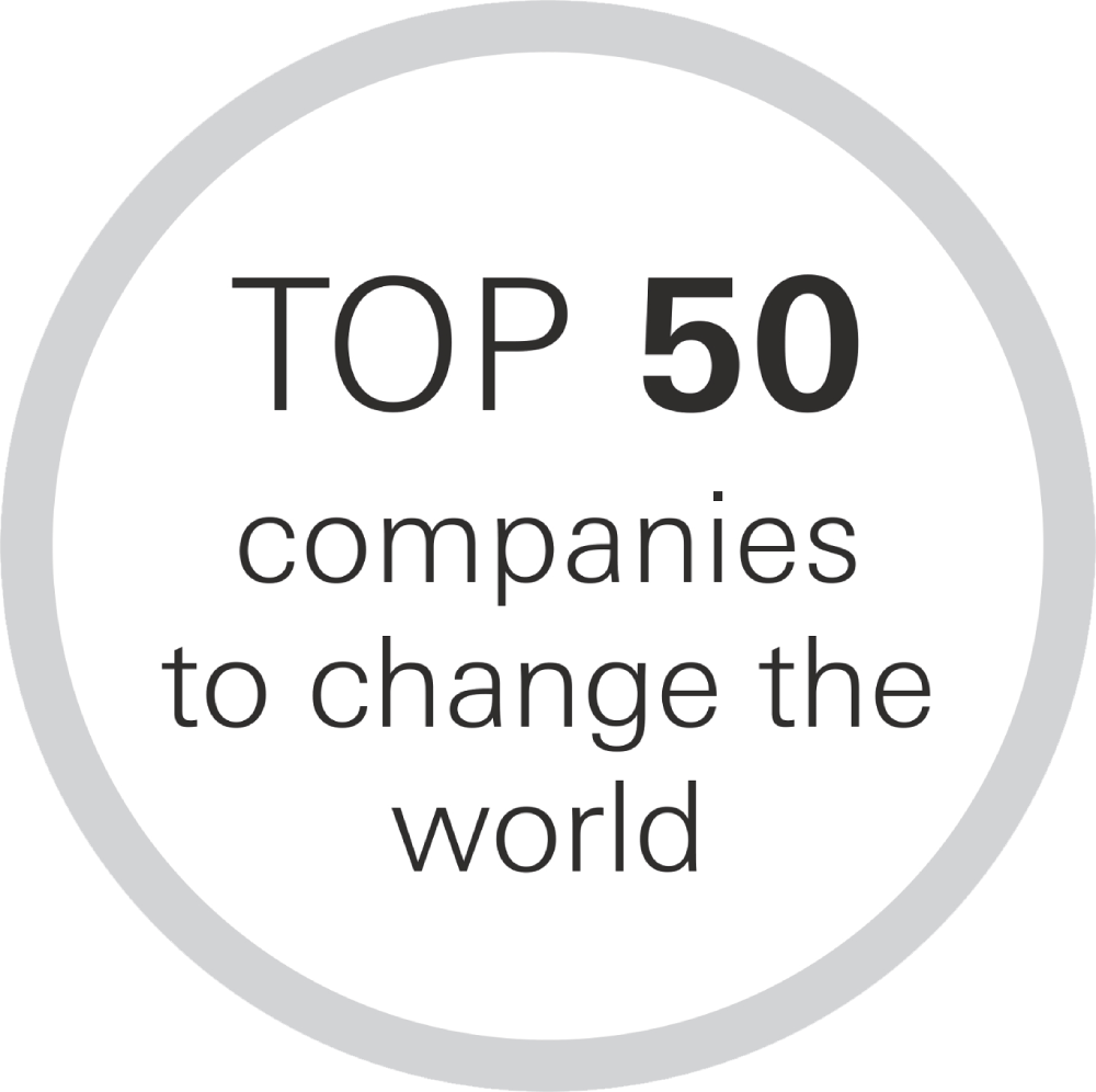 „Tra le 50 aziende leader che cambiano&nbsp;il&nbsp;mondo in&nbsp;meglio“<br>–&nbsp;Fortune Magazine, 2017